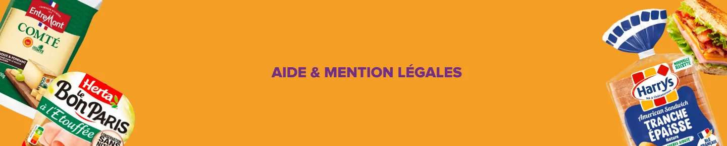 Bannière avec liens vers Aide et Mentions légales